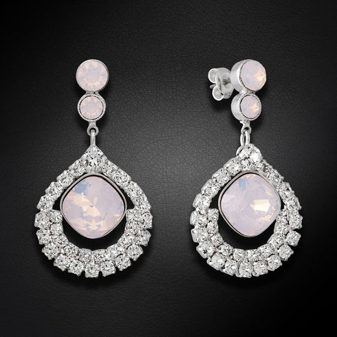 Vestuviniai auskarai "J'Adore II (Rožių vandens opalas)" su Swarovski™ kristalais
